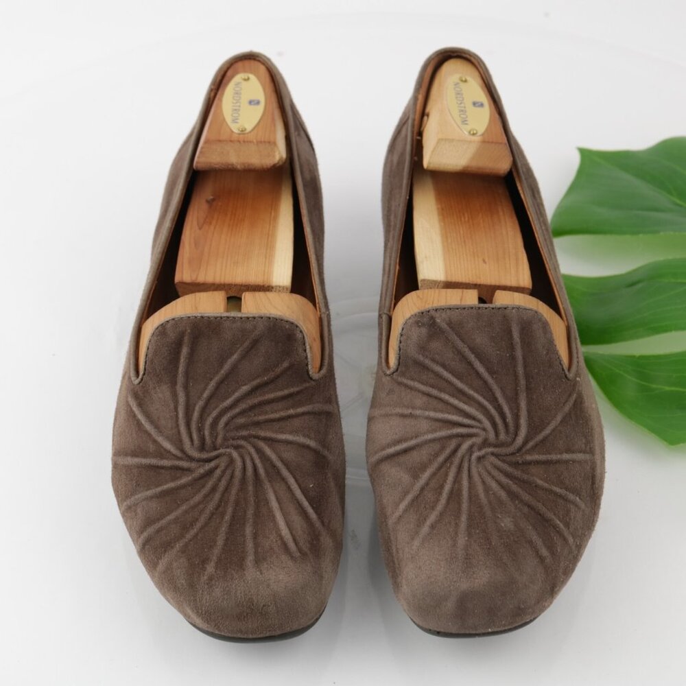 Earthies Womens Zuma Loafer Size 10 Taupe Brown Suede Slip On Shoe Rouched Flats
